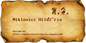 Miklovicz Hilária névjegykártya
